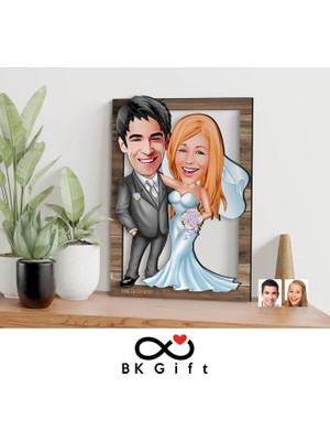 Bk Gift Kişiye Özel Evleniyoruz Karikatürlü 3D Ahşap Tablo, Sevgiliye Hediye, Sevgililer Günü Hediyesi, Yıl Dönümü Hediyesi, Doğum Günü Hediyesi-5