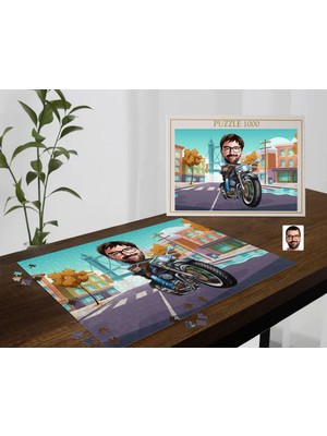 Bk Gift Kişiye Özel Motorcu Tasarımlı 1000 Parça Profesyonel Puzzle-2, 1000 Puzzle, Arkadaşa Hediye