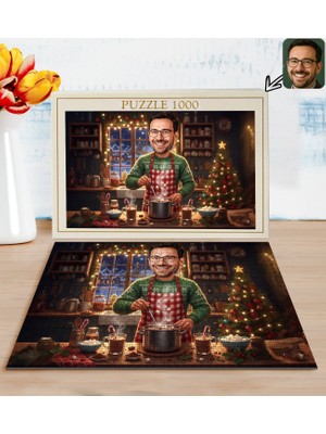 Bk Gift Kişiye Özel Erkek Yılbaşı Karikatür Tasarımlı 1000 Parça Profesyonel Puzzle-6, 1000 Puzzle, Yeni Yıl Hediyesi, Yılbaşı Hediyesi