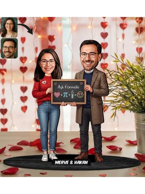 Bk Gift Kişiye Özel Sevgili Karikatürlü Ahşap Biblo -7, Fotoğraftan Karikatür, Sevgililer Günü Hediyesi, Ev Hediyesi