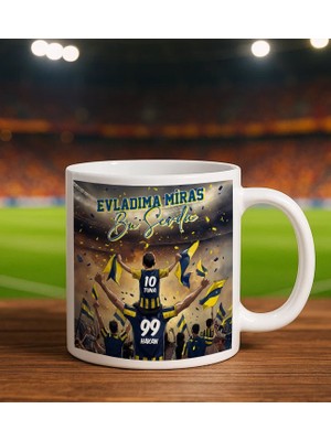 Bk Gift Kişiye Özel Isimli Baba-Oğul Sarı Lacivert Evladıma Miras Bu Sevda Beyaz Kupa Bardak-3, Doğum Günü Hediyesi, Taraftar Hediyesi