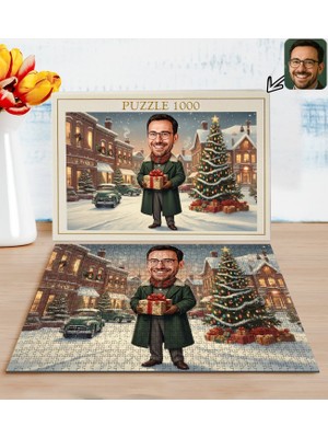 Bk Gift Kişiye Özel Erkek Yılbaşı Karikatür Tasarımlı 1000 Parça Profesyonel Puzzle-4, 1000 Puzzle, Yeni Yıl Hediyesi, Yılbaşı Hediyesi