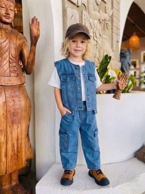 Butik Erkek Çocuk Yelekli 2'li Pantolonlu Takım