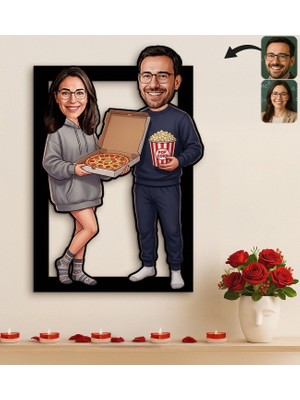 Bk Gift Kişiye Özel Sevgili Karikatürlü 3D Ahşap Tablo -14, Fotoğraftan Karikatür, Sevgililer Günü Hediyesi, Ev Hediyesi