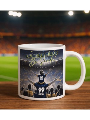 Bk Gift Kişiye Özel Isimli Baba-Kız Sarı Lacivert Evladıma Miras Bu Sevda Beyaz Kupa Bardak-2, Doğum Günü Hediyesi, Taraftar Hediyesi