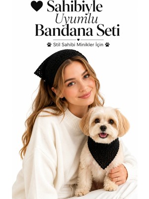 Neholia ✨ Kadın ve Köpek Kombin Bandana – El Örgüsü Bohem Stil Uyumlu Anne Köpek Bandanası – Ayarlanabilir Tasarım