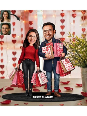 Bk Gift Kişiye Özel Sevgili Karikatürlü Ahşap Biblo -34, Fotoğraftan Karikatür, Sevgililer Günü Hediyesi, Ev Hediyesi