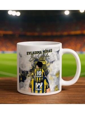 Bk Gift Kişiye Özel Isimli Baba-Oğul Sarı Lacivert Evladıma Miras Bu Sevda Beyaz Kupa Bardak-1, Doğum Günü Hediyesi, Taraftar Hediyesi