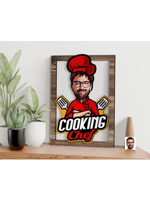 Bk Gift Kişiye Özel Chef Karikatürlü 3D Ahşap Tablo, Sevgiliye Hediye, Arkadaşa Hediye, Yıl Dönümü Hediyesi, Doğum Günü Hediyesi-3