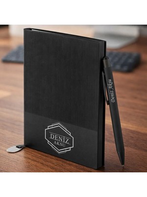 Bk Gift Kişiye Özel Isimli Defter Kalem Seti -4, Hediye Kutulu Premium Not Defteri Seti, Kurumsal Promosyon Seti