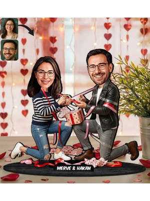 Bk Gift Kişiye Özel Sevgili Karikatürlü Ahşap Biblo -29, Fotoğraftan Karikatür, Sevgililer Günü Hediyesi, Ev Hediyesi