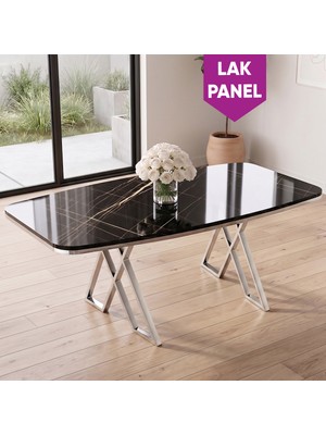 Canisa Peras Serisi 90X160 Lak Panel Sonata Krom Ayaklı Masa