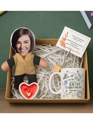 Bk Gift Kişiye Özel Kadın Öğretmen Bebek Yastık & Kupa Bardak & Mum & Notluk -2, Öğretmenler Günü, Öğretmene Hediye