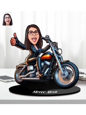Bk Gift Kişiye Özel Chopper Motorcu Kadın Karikatür Biblo-1, Arkadaşa Hediye, Sevgiliye Hediye, Doğum Günü Hediyesi