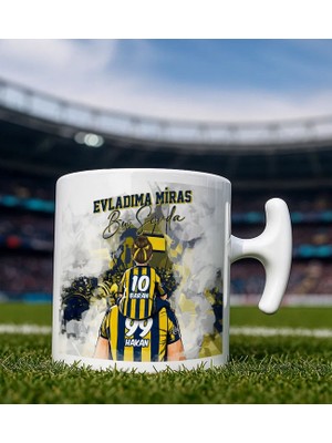 Bk Gift Kişiye Özel Isimli Baba-Kız Sarı Lacivert Evladıma Miras Bu Sevda Hammer Kulplu Kupa Bardak-1, Doğum Günü Hediyesi, Taraftar Hediyesi