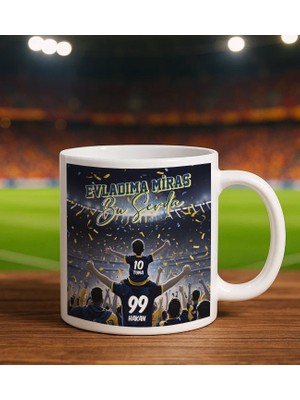 Bk Gift Kişiye Özel Isimli Baba-Oğul Sarı Lacivert Evladıma Miras Bu Sevda Beyaz Kupa Bardak-2, Doğum Günü Hediyesi, Taraftar Hediyesi