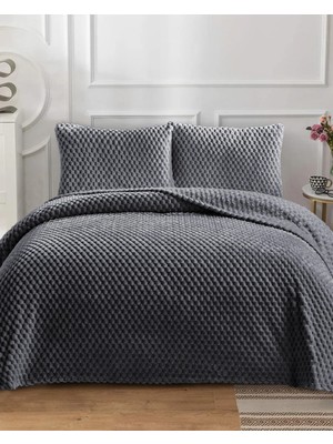 Lal Home Deco Petek Tek Kişilik Wellsoft Yatak Örtüsü Seti 180X240CM - Yumuşak Dokulu Yastıklı - Siyah