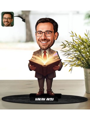 Bk Gift Kişiye Özel Erkek Öğretmen Tasarımlı Karikatür Biblo -9, Öğretmene Hediye, Öğretmenler Günü Hediyesi