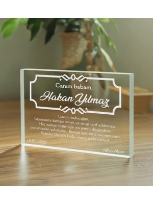 Bk Gift Kişiye Özel Canım Babam Mesajlı Akrilik Plaket-1, Babalar Günü, Babaya Hediye