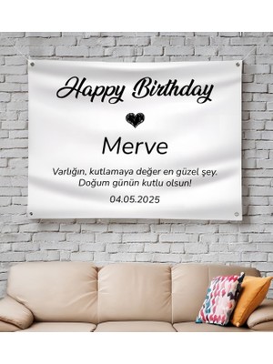 Bk Gift Kişiye Özel Doğum Günü Tasarımlı Pankart BRANDA-3(70X100), Arkadaşa Hediye, Sevgiliye Hediye