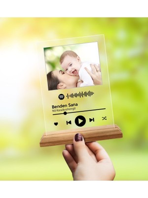 BK Gift Kişiye Özel Kendin Tasarla Fotoğraflı Spotify Şarkı Barkodlu Masaüstü Plak Fotoğraf Çerçevesi