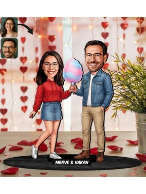 Bk Gift Kişiye Özel Sevgili Karikatürlü Ahşap Biblo -36, Fotoğraftan Karikatür, Sevgililer Günü Hediyesi, Ev Hediyesi