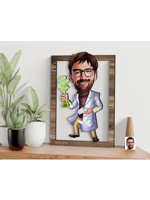 Bk Gift Kişiye Özel Erkek Kimya Öğretmeni Karikatürlü 3D Ahşap Tablo, Sevgiliye Hediye, Arkadaşa Hediye, Yıl Dönümü Hediyesi, Doğum Günü Hediyesi-2