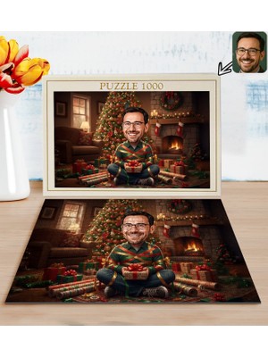 Bk Gift Kişiye Özel Erkek Yılbaşı Karikatür Tasarımlı 1000 Parça Profesyonel Puzzle-7, 1000 Puzzle, Yeni Yıl Hediyesi, Yılbaşı Hediyesi