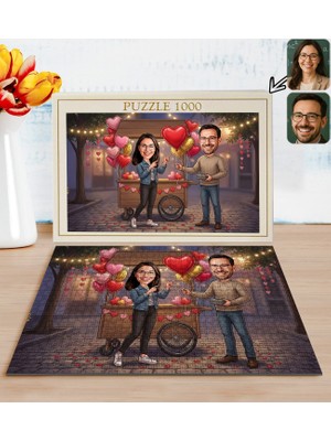 Bk Gift Kişiye Özel Sevgili Karikatürlü 1000 Parça Profesyonel Puzzle-10, 1000 Puzzle, Sevgililer Günü Hediyesi, Sevgiliye Hediye