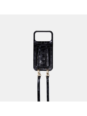 Desa iPhone 17 Pro Max Siyah Çıkarılabilir Askılı Deri Telefon Kılıfı