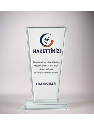 Bk Gift Kişiye Özel Kristal Cam Plaket, Ödül Plaketi, Başarı Plaketi