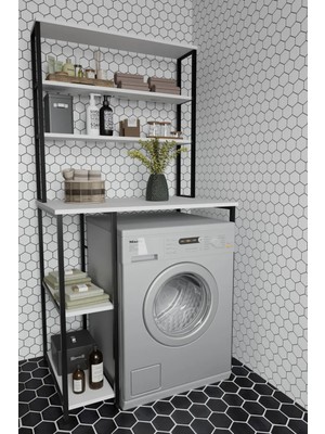The Violett Saroz Çamaşır Makina Üstü Raf Banyo Dolabı Rafı Deterjan Rafı
