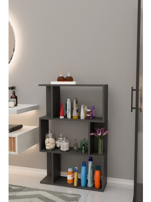 The Violett Scala 3 Raflı Banyo Dolabı Banyo Rafı Çok Amaçlı Dolap-Antrasit