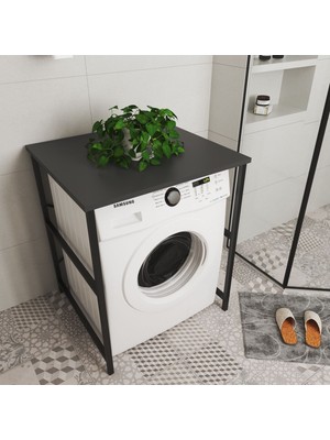 The Violett Remaks Çamaşır Makinası Üstü Düzenleyici Banyo Düzenleyici Rafsız Antrasit