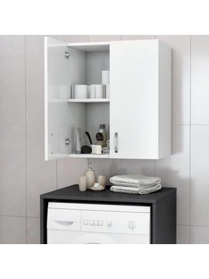 The Violett Remaks Makina Üstü Dolap, Banyo Dolabı, Çamaşır Dolabı, Havlu Dolabı, Kapaklı Dolap - Beyaz