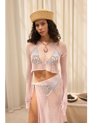 Mai Yenka Basic Ince Pembe Triko Crop