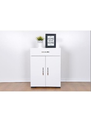 The Violett Remaks Banyo Dolabı 90 cm Tek Çekmece 2 Kapaklı - Beyaz