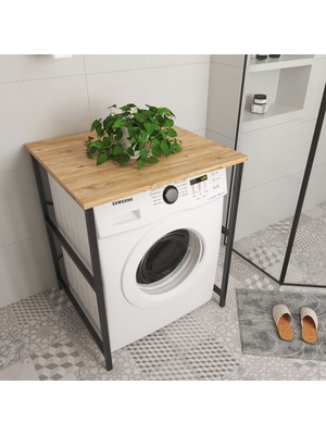 The Violett Remaks Çamaşır Makinası Üstü Düzenleyici Banyo Düzenleyici Rafsız Meşe