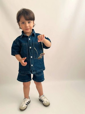 Butik Erkek Çocuk Kot Şortlu 2'li Alt - Üst Takım