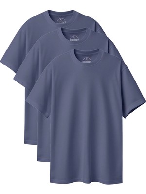 Velvoria Unisex Oversize Basic 3'lü Antrasit Renk T-Shirt