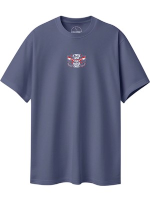 Velvoria Unisex Oversize A True Love Baskılı Antrasit Renk T-Shirt