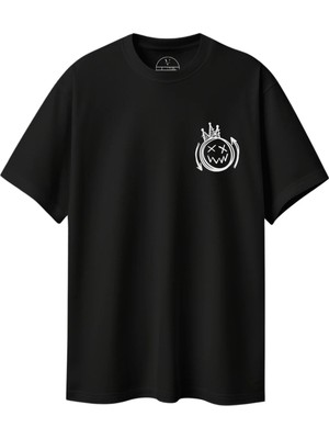 Velvoria Unisex Oversize Streetwear Baskılı Siyah Renk T-Shirt