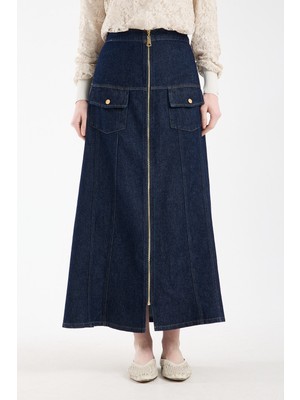 Invee Kargo Zip Kot Etek Navy