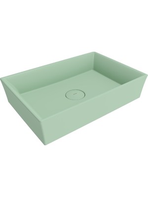 Bocchi Vessel Tezgah Üstü Lavabo 56X38 cm - Mat Mint Yeşil