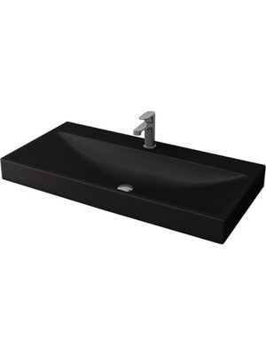 Bocchi Scala Tezgah Üstü Lavabo 100 cm Mat Siyah