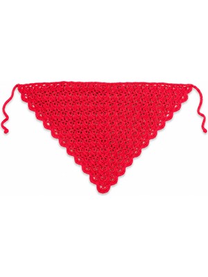Neholia El Örgüsü Kırmızı Saç Bandanası Kadın Bohem Üçgen Bandana Yazlık Saç Aksesuarı El Yapımı Dantel Bandana
