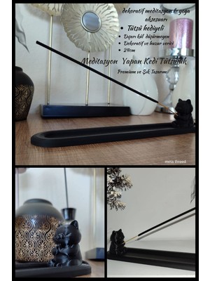 Meta Threed  Meditasyon Yapan Kedi Tütsülük -24 cm - 3D Baskı