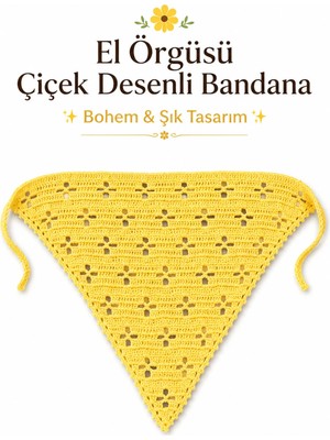 Neholia El Örgüsü Çiçek Desenli Bandana Kadın Saç Bandı Bohem Stil Ayarlanabilir Yazlık Saç Aksesuarı Sarı