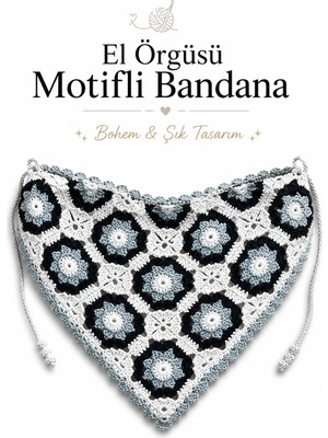 Neholia El Örgüsü Motifli Üçgen Bandana Kadın Saç Bandanası Bohem Stil Ayarlanabilir Bağlamalı Özel Tasarım