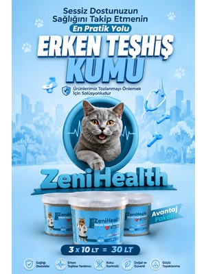 ZeniCat 3 Al 2 Öde! Erken Teşhis Kedi Kumu - Ince Taneli Topaklanan Renk Değiştiren Sağlık Takipli Tozsuz Kovalı